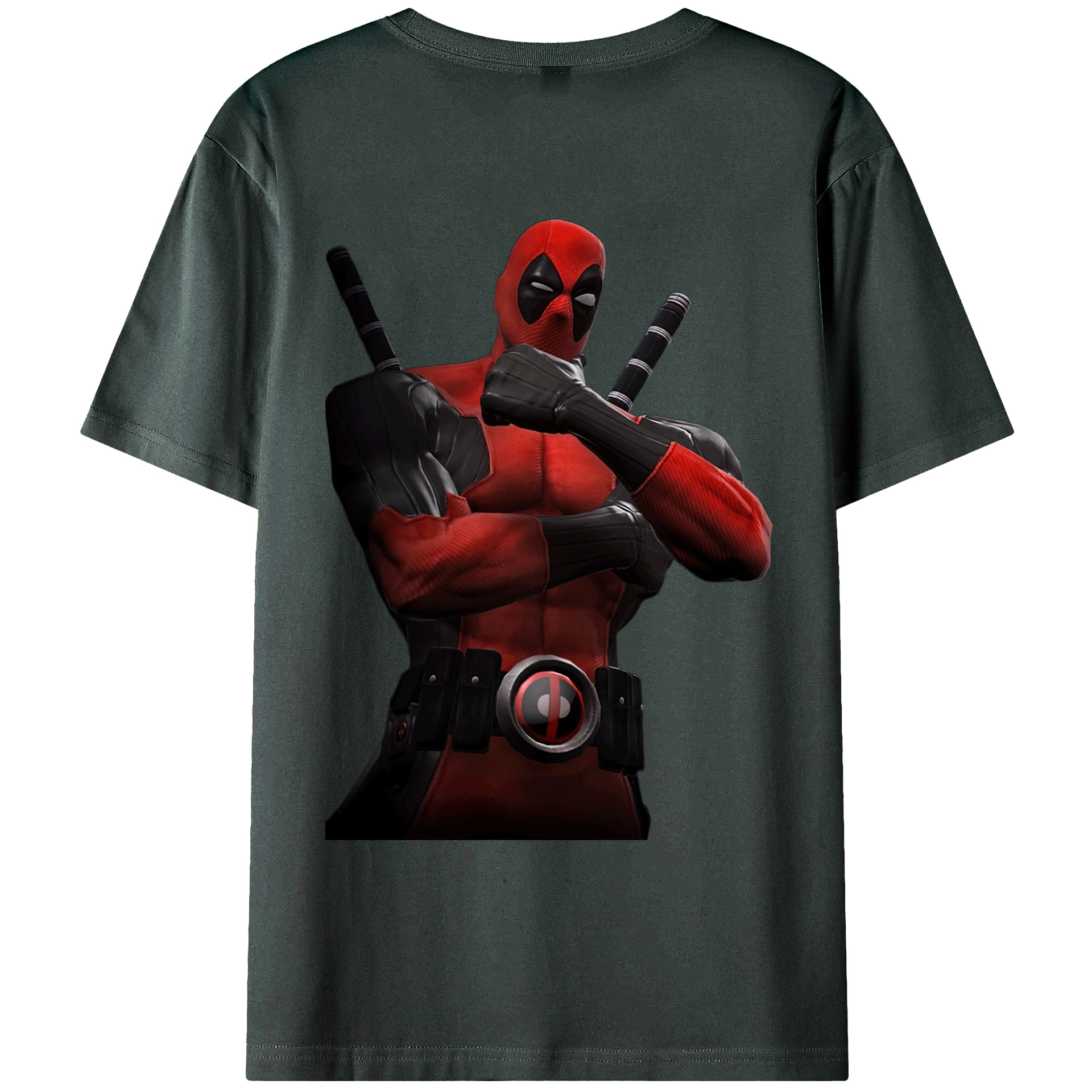 （画像用） Deadpool デッドプール 綿100％ メンズ半袖Tシャツ（バックプリント） 通気性